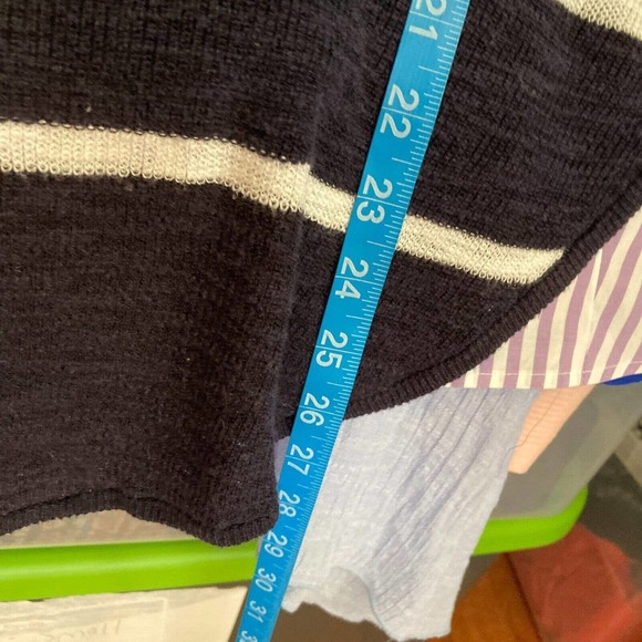 Express Sweater Womens Sz S Navy Blue White Striped Cotton Knit Tunic Pullover - Picture 8 of 9